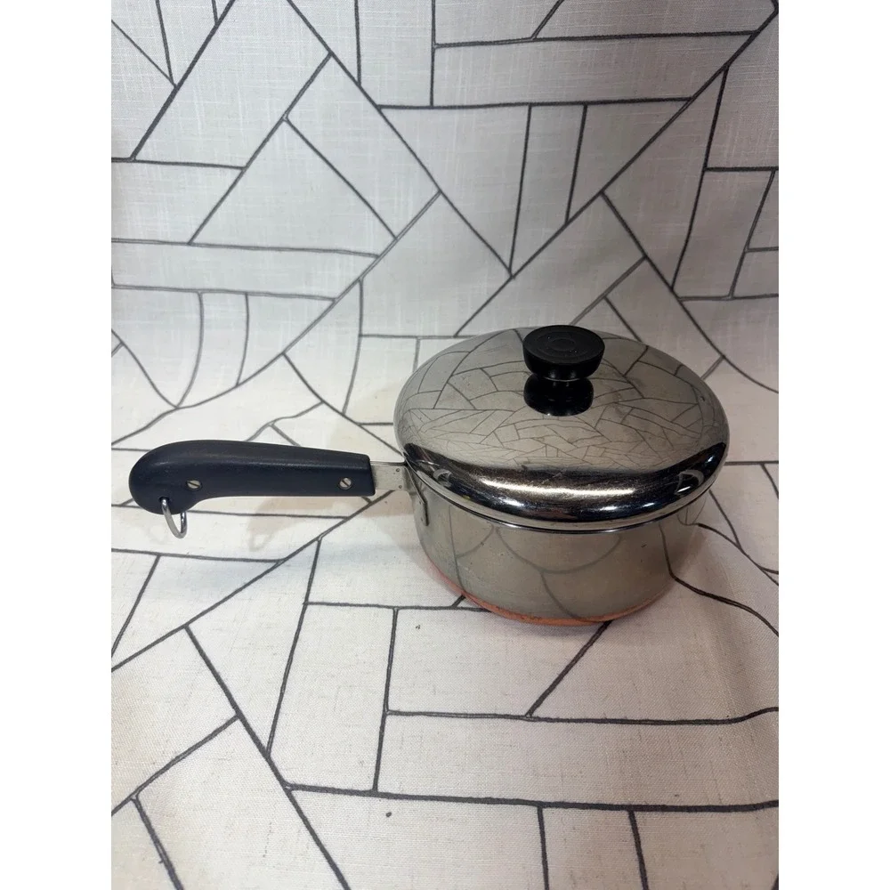 Revere Ware Saucepan 2 Quart Silver Copper Clad Bottom Vintage Lid Clinton IL